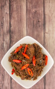 Malezya çanak Rendang Tok veya sığır eti haşlanmış Kuru