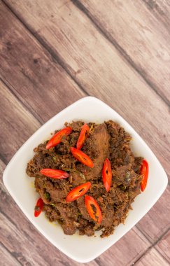 Malezya çanak Rendang Tok veya sığır eti haşlanmış Kuru