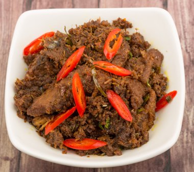 Malezya çanak Rendang Tok veya sığır eti haşlanmış Kuru