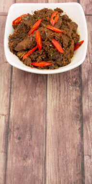 Malezya çanak Rendang Tok veya sığır eti haşlanmış Kuru