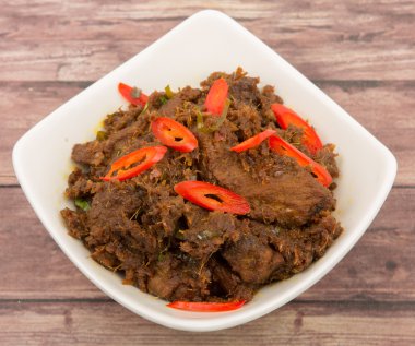 Malezya çanak Rendang Tok veya sığır eti haşlanmış Kuru
