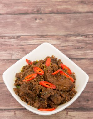 Malezya çanak Rendang Tok veya sığır eti haşlanmış Kuru