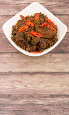 Malezya çanak Rendang Tok veya sığır eti haşlanmış Kuru