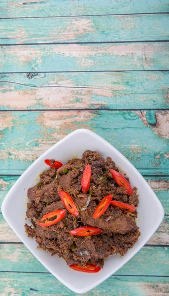Malezyjski danie Rendang Tok lub wołowiny sucho duszona — Zdjęcie stockowe