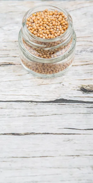 mustard seeds in the glass jar