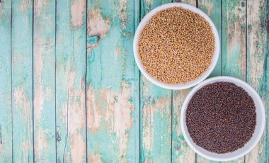 Sarı ve kahverengi hardal tohumu