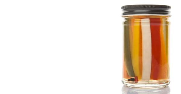 Pickled vegetables mix in jar — Stock Photo, Image