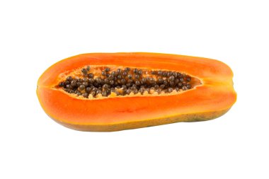 Beyaz arka plan üzerinde papaya meyve kesme