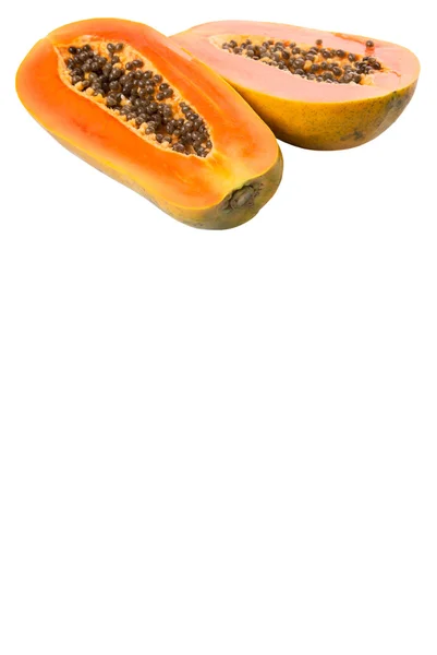 Geschnittene Papaya Früchte Auf Weißem Hintergrund — Stockfoto