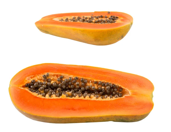 Geschnittene Papaya Früchte Auf Weißem Hintergrund — Stockfoto