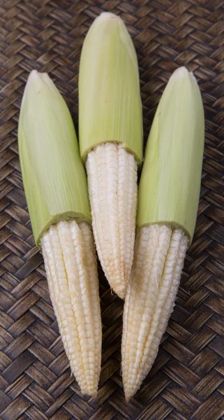 Baby Corn On Wicker — Stock Photo, Image