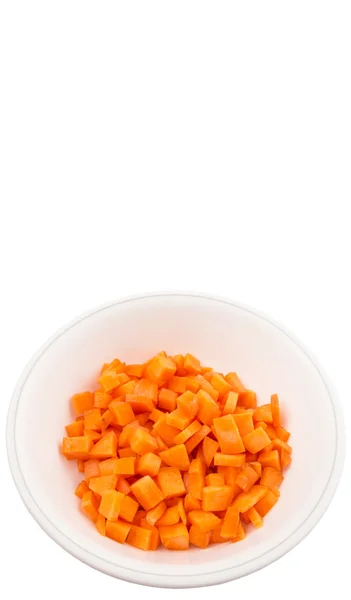 Нарезанная Морковь Миске Белом Фоне — стоковое фото