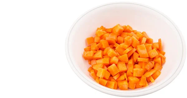 Chopped Carrot Bowl White Background — Stock Photo, Image