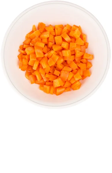 Chopped Carrot Bowl White Background — Stock Photo, Image