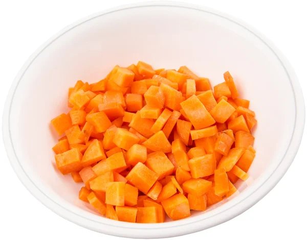 Chopped Carrot Bowl White Background — Stock Photo, Image