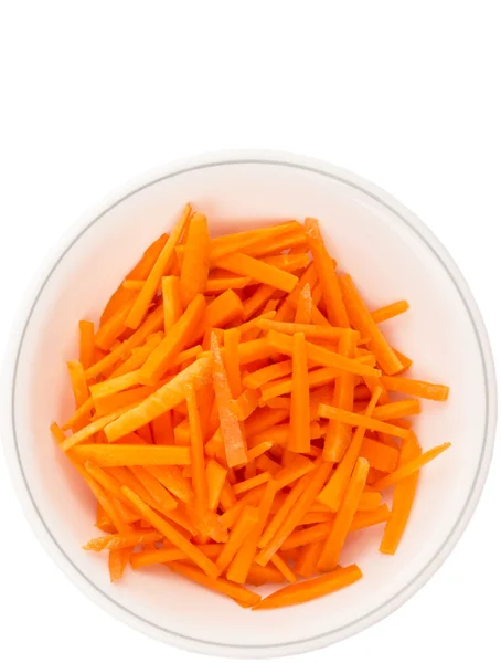 Chopped Carrot Bowl White Background — Stock Photo, Image