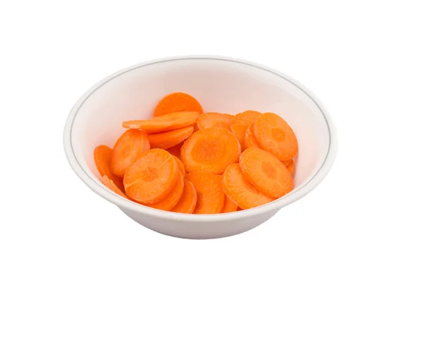 Chopped Carrot Bowl White Background — Stock Photo, Image