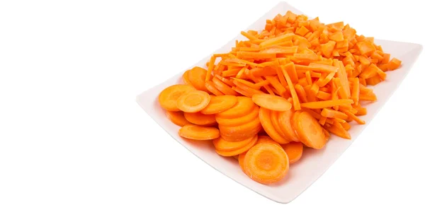 Different Style Chopped Carrots Plate — Stock Photo, Image