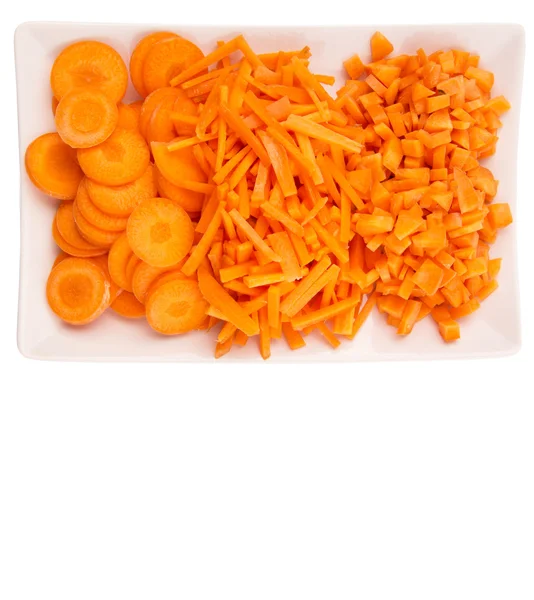 Different Style Chopped Carrots Plate — Stock Photo, Image