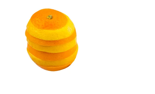 Segmenten Van Laag Van Sinaasappel Citroenbomen Vruchten Witte Achtergrond — Stockfoto