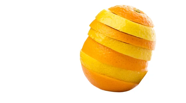 Tranches Fruits Orange Citron Sur Fond Blanc — Photo