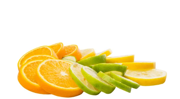 酸橙、 柠檬和橙子的层片 — 图库照片
