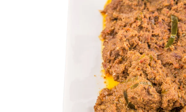 Rendang Βόειο Κρέας Ένα Δημοφιλές Παραδοσιακό Πιάτο Μαλαισίας Στο Λευκό — Φωτογραφία Αρχείου