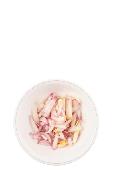 Chopped Onions Bowl White Background — Stock Photo, Image