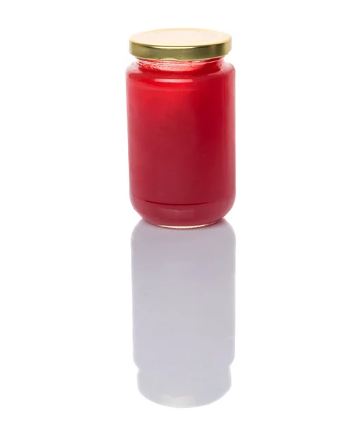 Flasche Erdbeermarmelade — Stockfoto