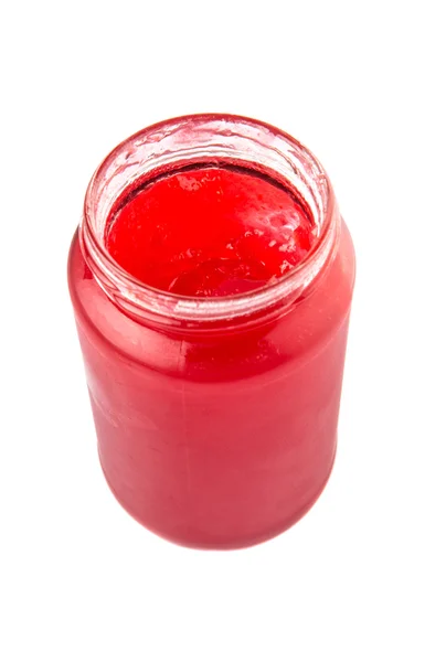 Fles aardbeienjam — Stockfoto