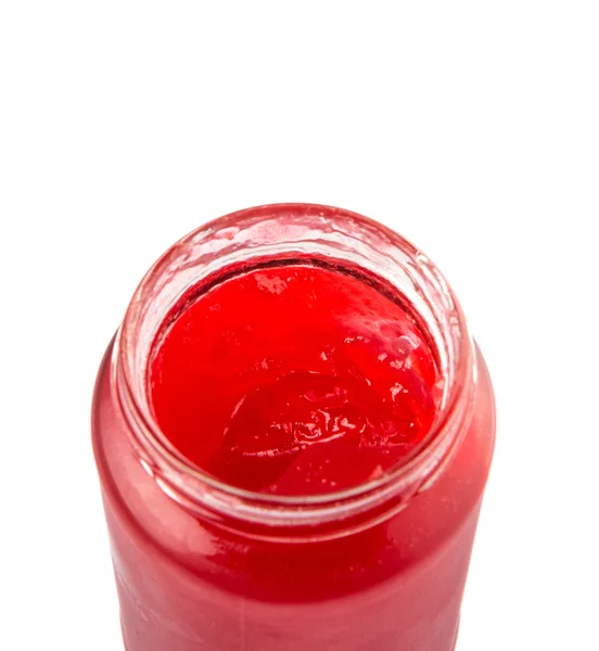 Fles aardbeienjam — Stockfoto