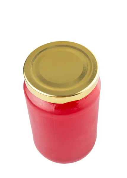 Bottle Strawberry Jam White Background — Stock Photo, Image