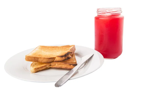 Strawberry Jam And Bread Toast — Stock Photo, Image