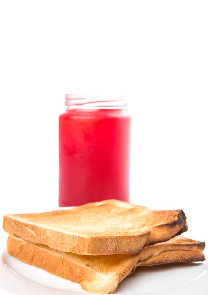 Strawberry Jam And Bread Toast — Stock Photo, Image
