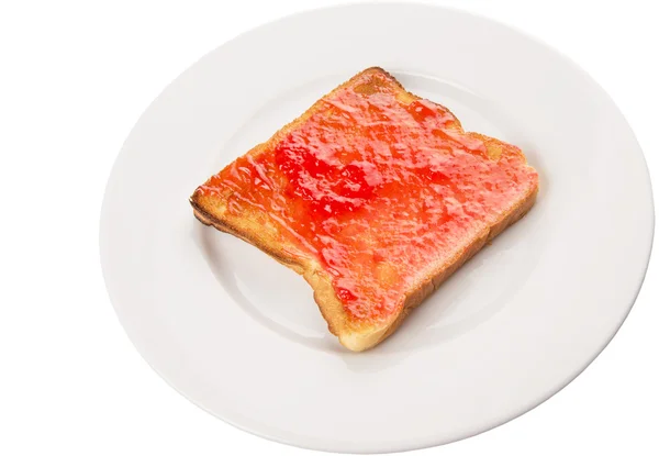 Bröd rostat bröd med jordgubbssylt — Stockfoto