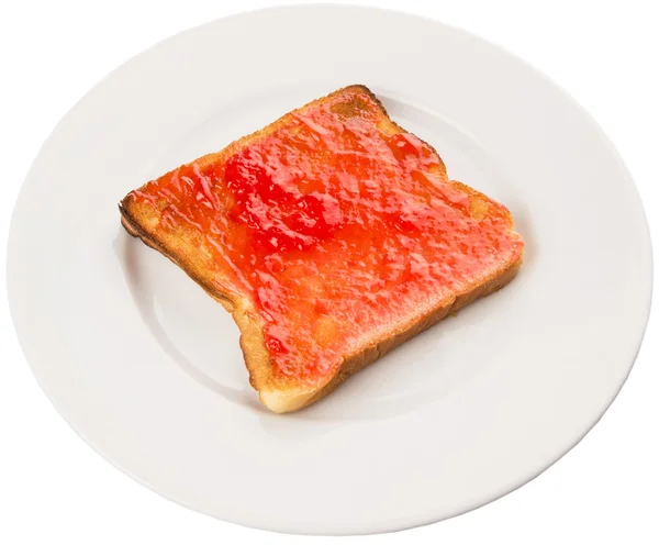 Хлебный тост с клубничным джемом — стоковое фото