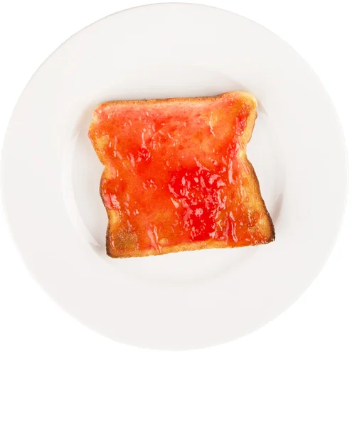 Хлебный тост с клубничным джемом — стоковое фото