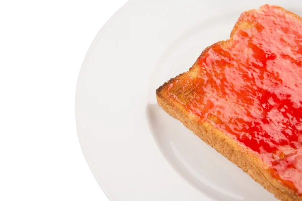 Bröd rostat bröd med jordgubbssylt — Stockfoto