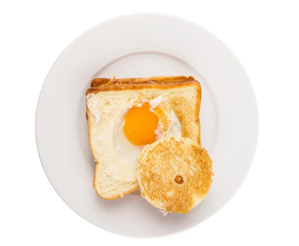 Uovo Nel Paniere Pane Tostato — Foto Stock