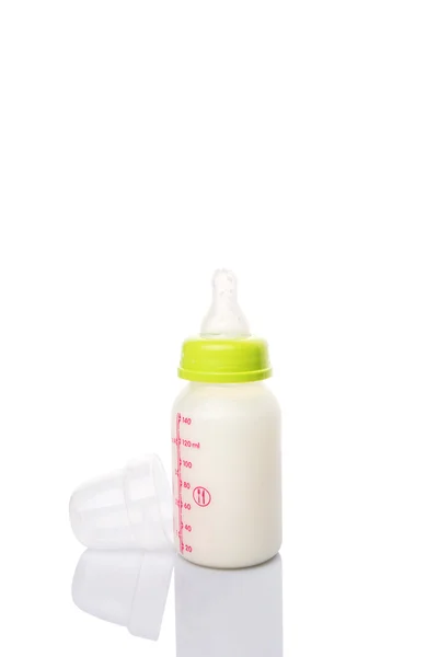 Milk Baby Bottle White Background — Stock Photo, Image