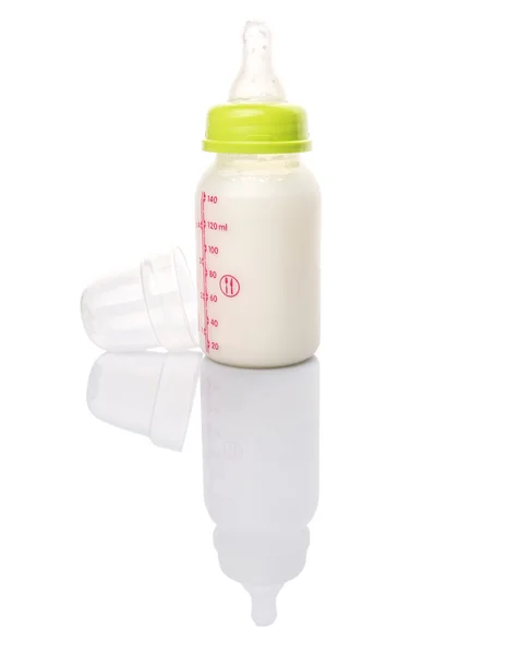 Milk Baby Bottle White Background — Stock Photo, Image