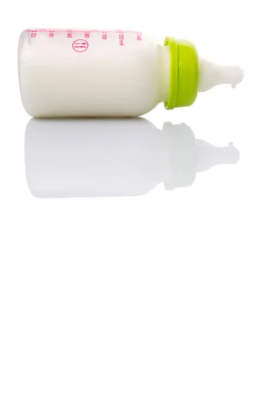 Milk Baby Bottle White Background — Stock Photo, Image