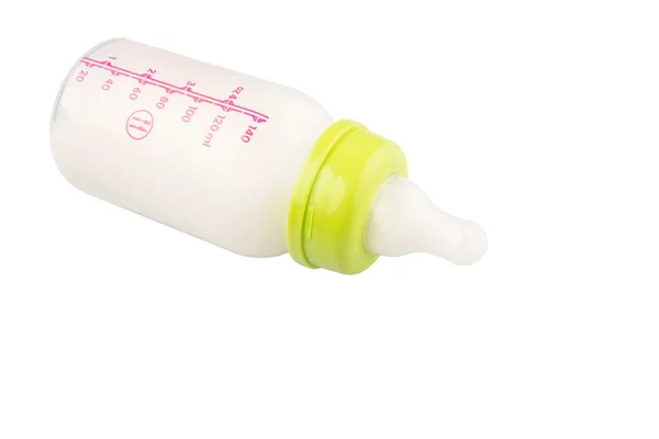 Milk Baby Bottle White Background — Stock Photo, Image