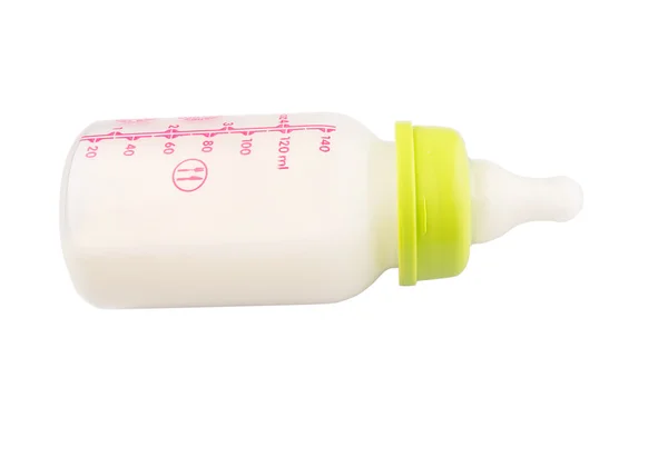 Milk Baby Bottle White Background — Stock Photo, Image