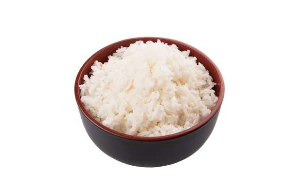 Uma Tigela Arroz Cozido Sobre Fundo Branco — Fotografia de Stock