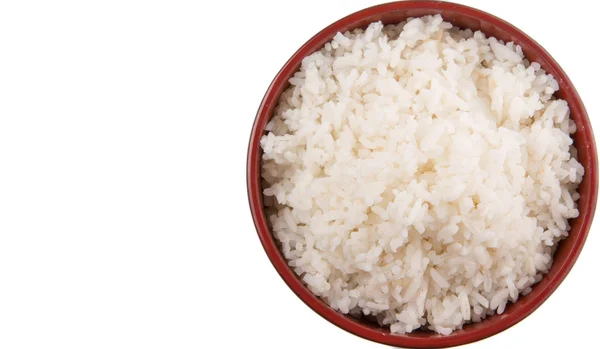 Keitettyä Riisiä Valkoisella Pohjalla — kuvapankkivalokuva