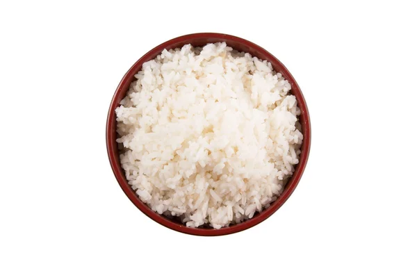 Uma Tigela Arroz Cozido Sobre Fundo Branco — Fotografia de Stock