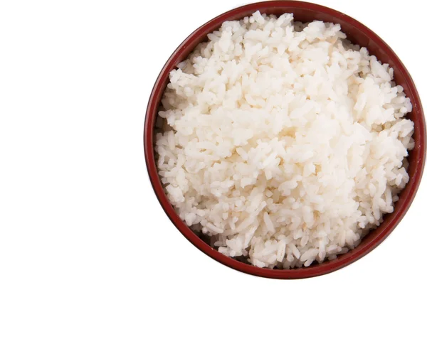 Uma Tigela Arroz Cozido Sobre Fundo Branco — Fotografia de Stock