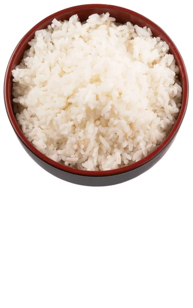 Uma Tigela Arroz Cozido Sobre Fundo Branco — Fotografia de Stock