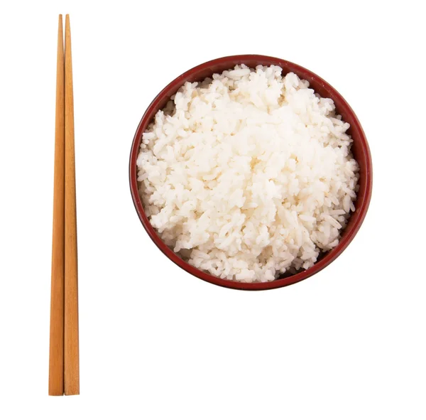 Miska ryżu i chopstick — Zdjęcie stockowe